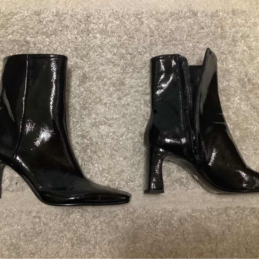 Zara Square Toe Patent Bootie Black Size 37 New without tag - Picture 7 of 10